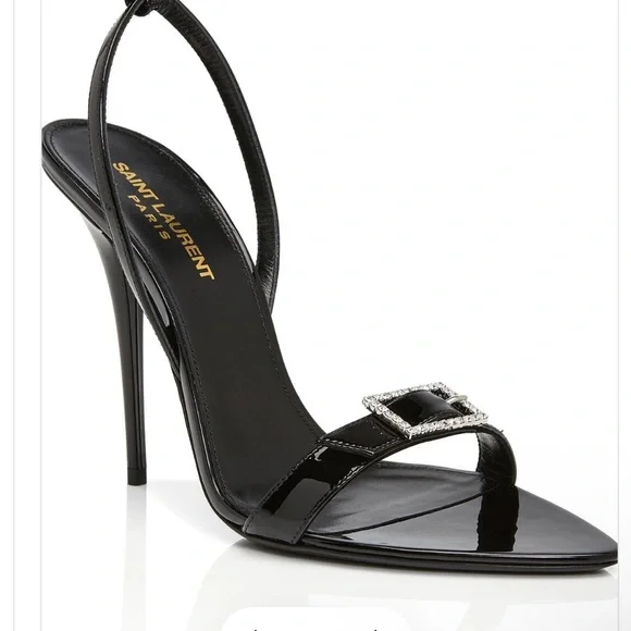 Saint Laurent Glossy Black Heels with Buckle - Picture 6 of 6